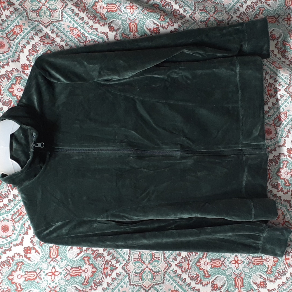 Faded Glory Green Velvet Zip Up Jacket, Size M (8-10)